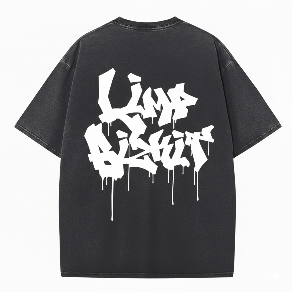 Washed Vintage Melting Name T-Shirt 3 - Limp Bizkit Merch ABS2GSnxshKf7q - Limp Bizkit Merch