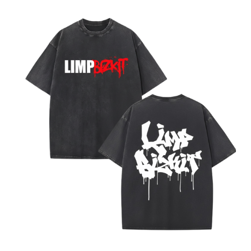 Washed Vintage Melting Name T-Shirt 1 - Limp Bizkit Merch unus annus 73 - Limp Bizkit Merch