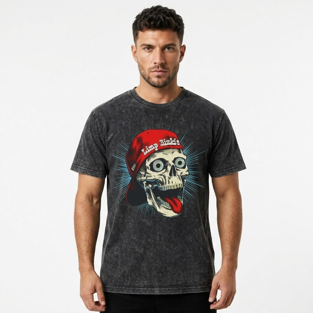 Red Cap Skull Graphic LA 0106 Wash T-shirt 2 - Limp Bizkit Merch unwatermarked image 2 - Limp Bizkit Merch