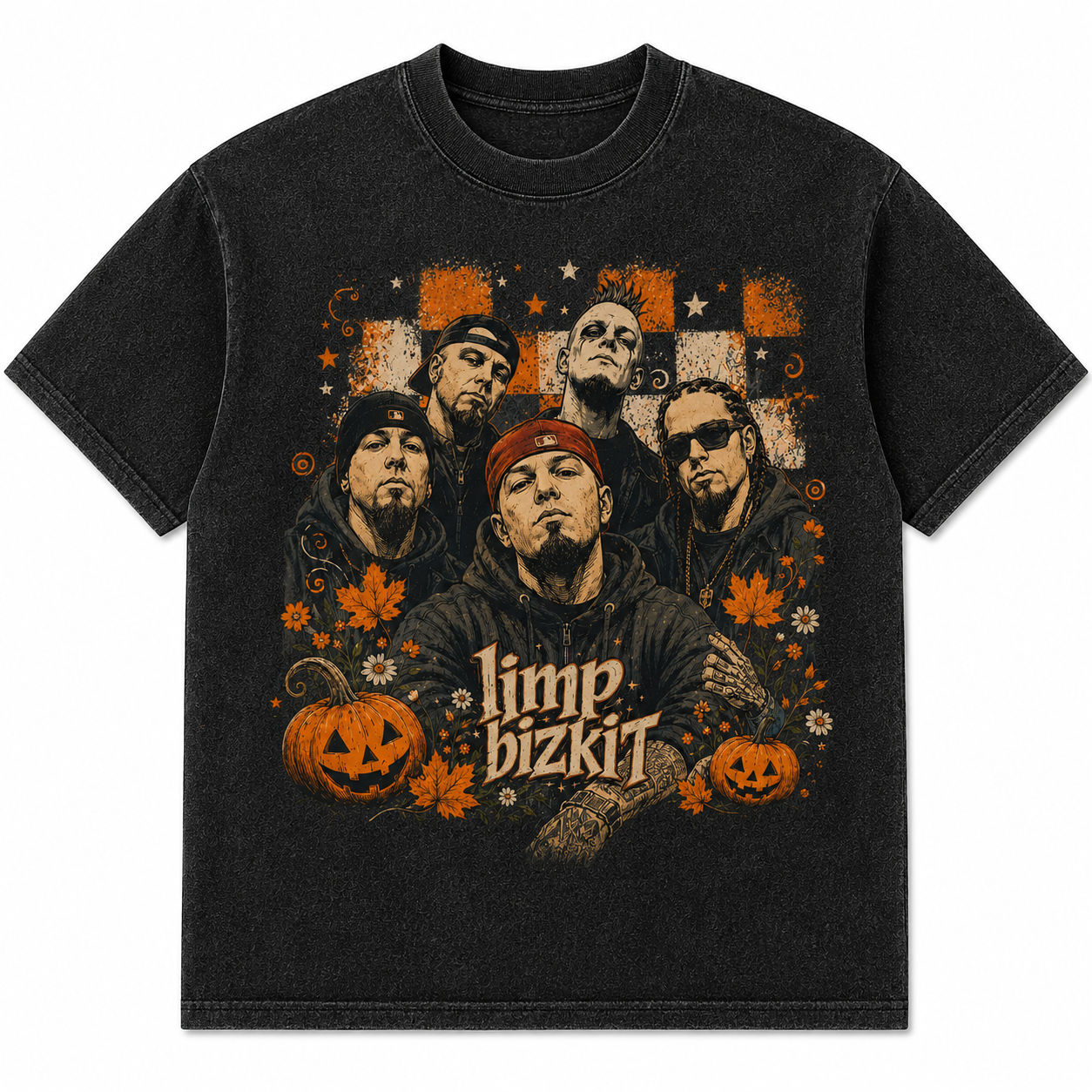 Retro Nu-Metal Pumpkin Fall Washed T-Shirt 1 - Limp Bizkit Merch lim1 - Limp Bizkit Merch