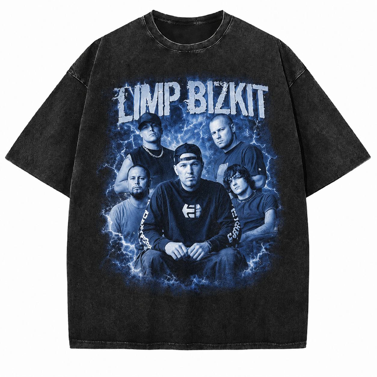 Limp Bizkit Blue Lightning Vintage Washed T-Shirt 1 - Limp Bizkit Merch lim1a - Limp Bizkit Merch
