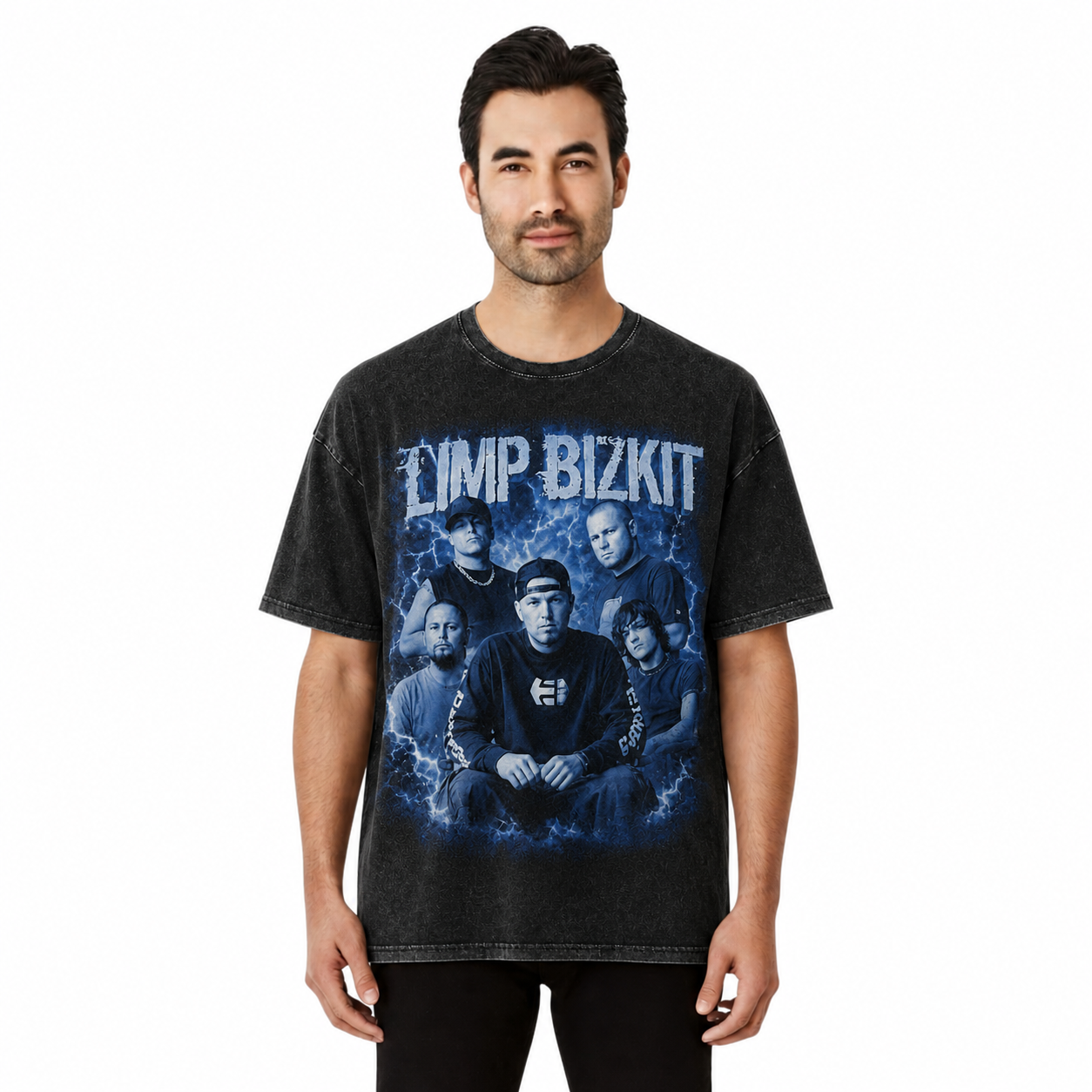 Limp Bizkit Blue Lightning Vintage Washed T-Shirt 2 - Limp Bizkit Merch lim1b - Limp Bizkit Merch