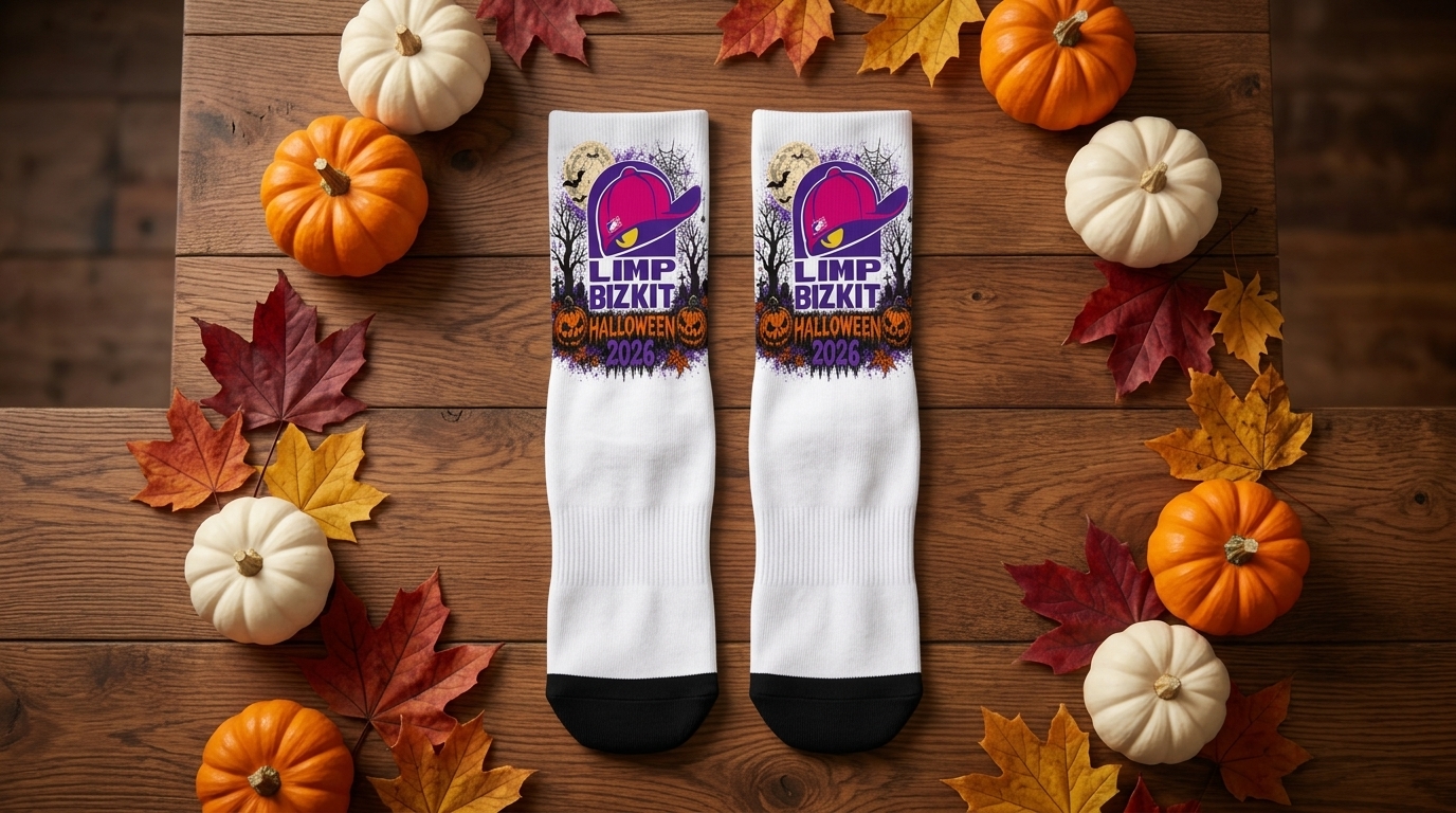 Limpbizkit The Signature Logo Halloween Sock 2 - Limp Bizkit Merch studio mockup 0 2 - Limp Bizkit Merch