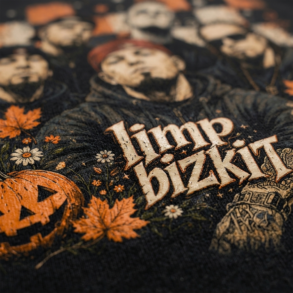 Retro Nu-Metal Pumpkin Fall Washed T-Shirt 3 - Limp Bizkit Merch studio mockup 1 41 - Limp Bizkit Merch