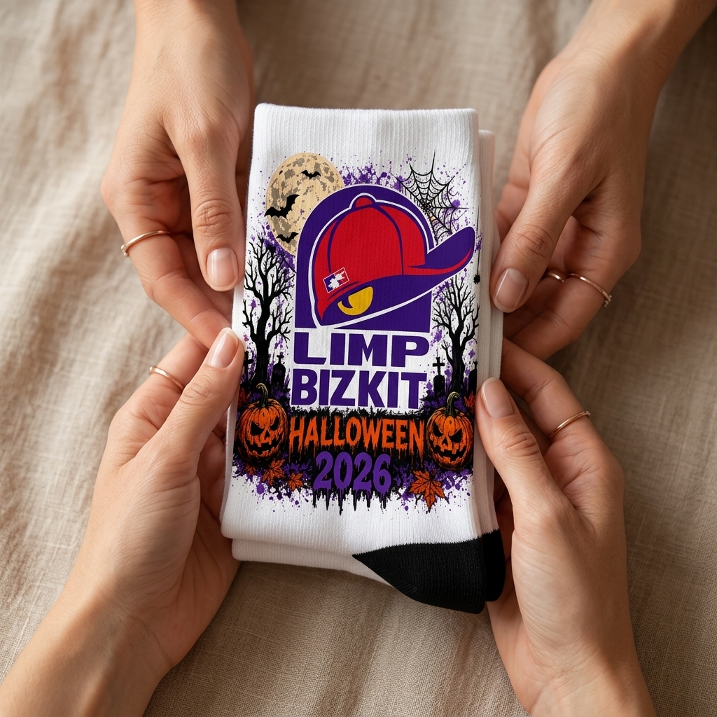 Limpbizkit The Signature Logo Halloween Sock 4 - Limp Bizkit Merch studio mockup 2 3 - Limp Bizkit Merch