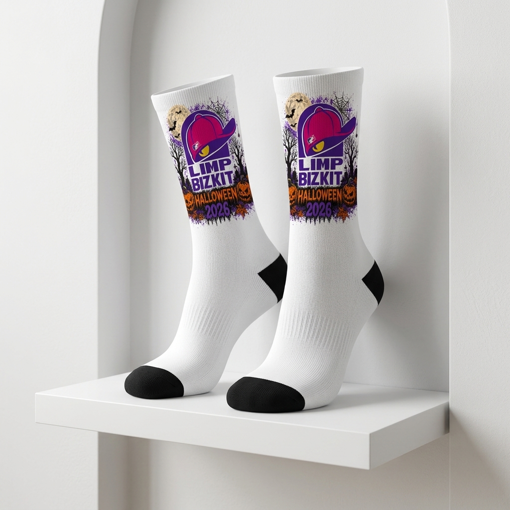 Limpbizkit The Signature Logo Halloween Sock 5 - Limp Bizkit Merch studio mockup 5 2 - Limp Bizkit Merch