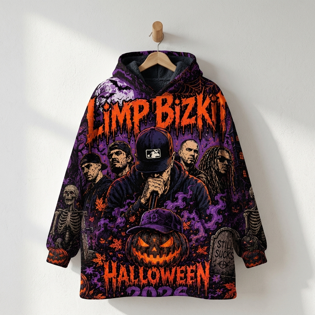 Limpbizkit The Nu-Metal Spooky Season Oodie Blanket Hoodie Adults 5 - Limp Bizkit Merch studio mockup 5 45 - Limp Bizkit Merch