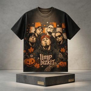 Retro Nu-Metal Pumpkin Fall Washed T-Shirt 11 - Limp Bizkit Merch studio mockup 6 39 - Limp Bizkit Merch